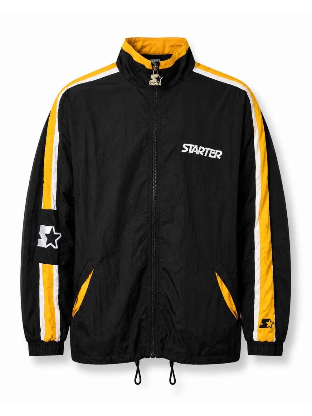Vintage Starter Black & Golden Yellow 90s Y2K Windbreaker Zip Up Jacket Mens L